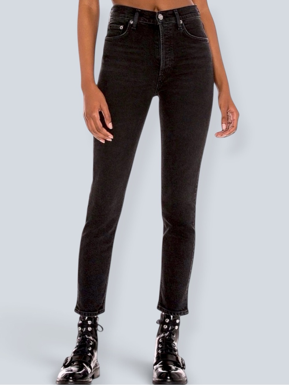 AGOLDE Nico High Rise Slim Ankle Jeans Size 26 Spirit Black Wash